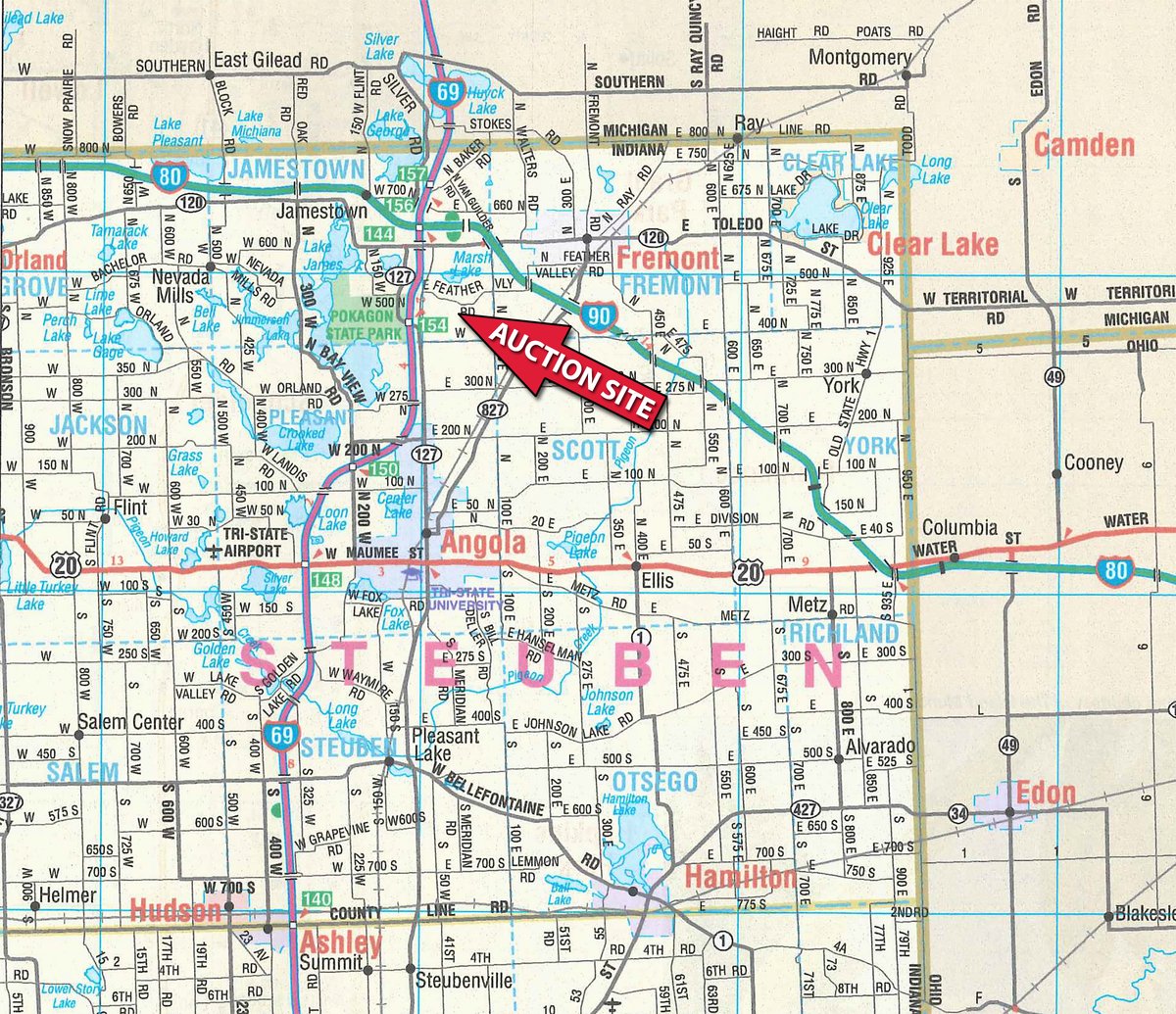Area map - PERSONAL PROPERTY AUCTION IN STEUBEN COUNTY, INDIANA